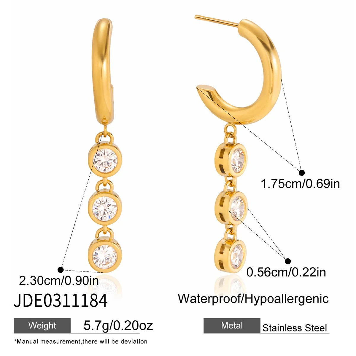 Kika Classic Trendy Chain Tassel Earrings Hypoallergenic