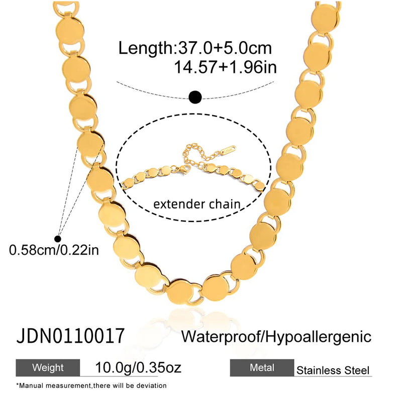 Kika Minimalist18K Plated Gold Color Square Basic Chain Necklace