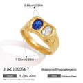 Kika Elegant Blue Crystal Chunky Rings 18K Gold PVD Plated Stainless Steel 316l