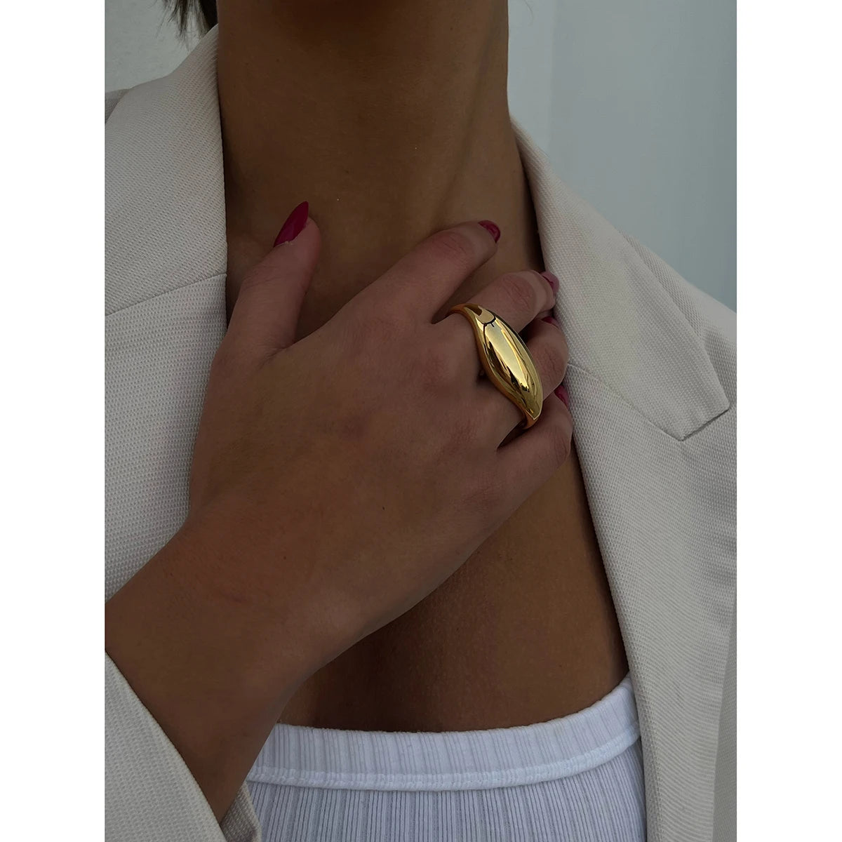 KIKA Trend Stainless Steel Double Ring Double Finger For Women Man Simple Titanium Simple Temperament Creative Party Jewelry