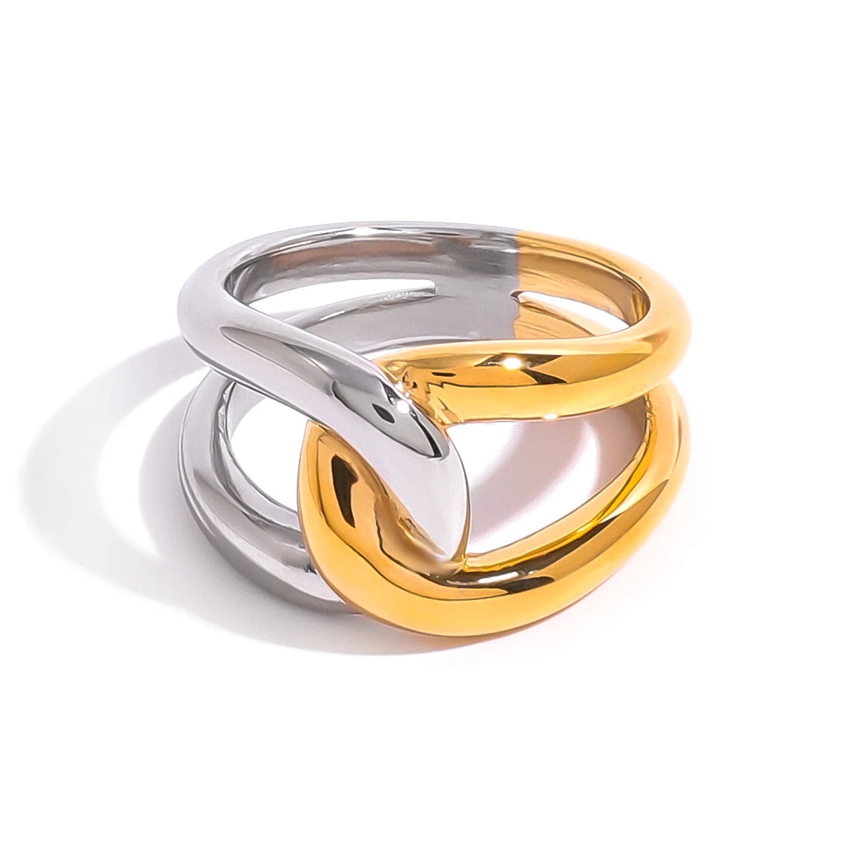 kika 316l Stainless Steel Non-Tarnish Two Toned Ring