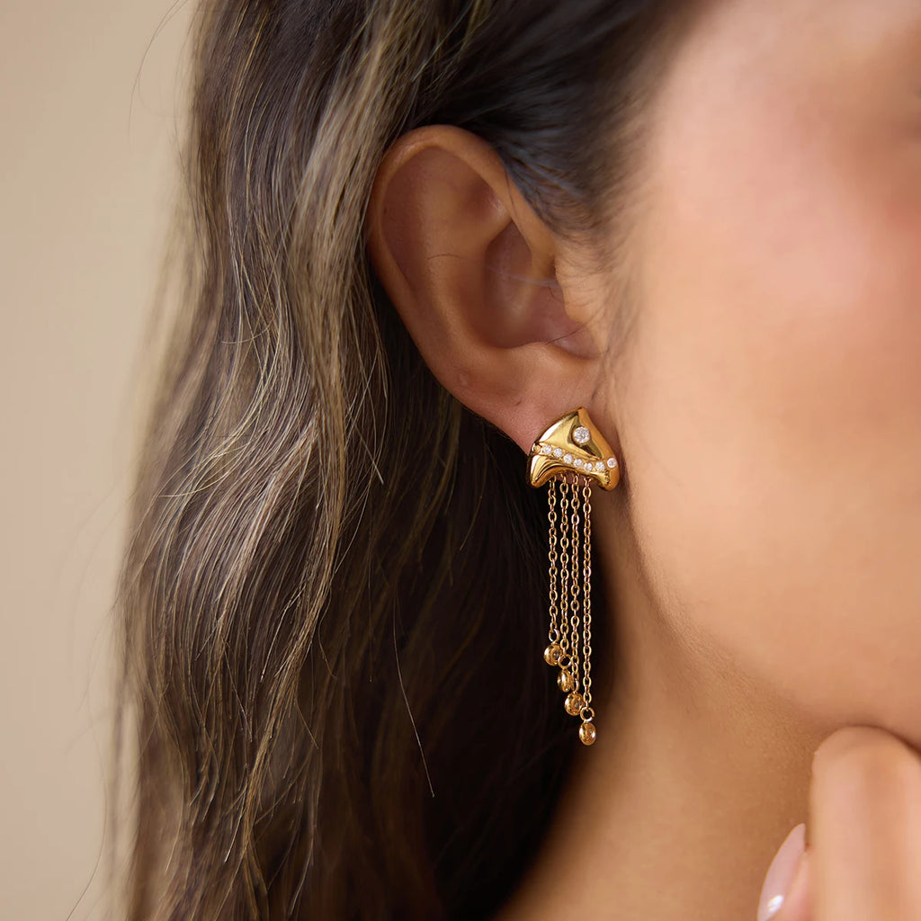 Kika Tropical Fish Shaped Chain Tassel Earrings