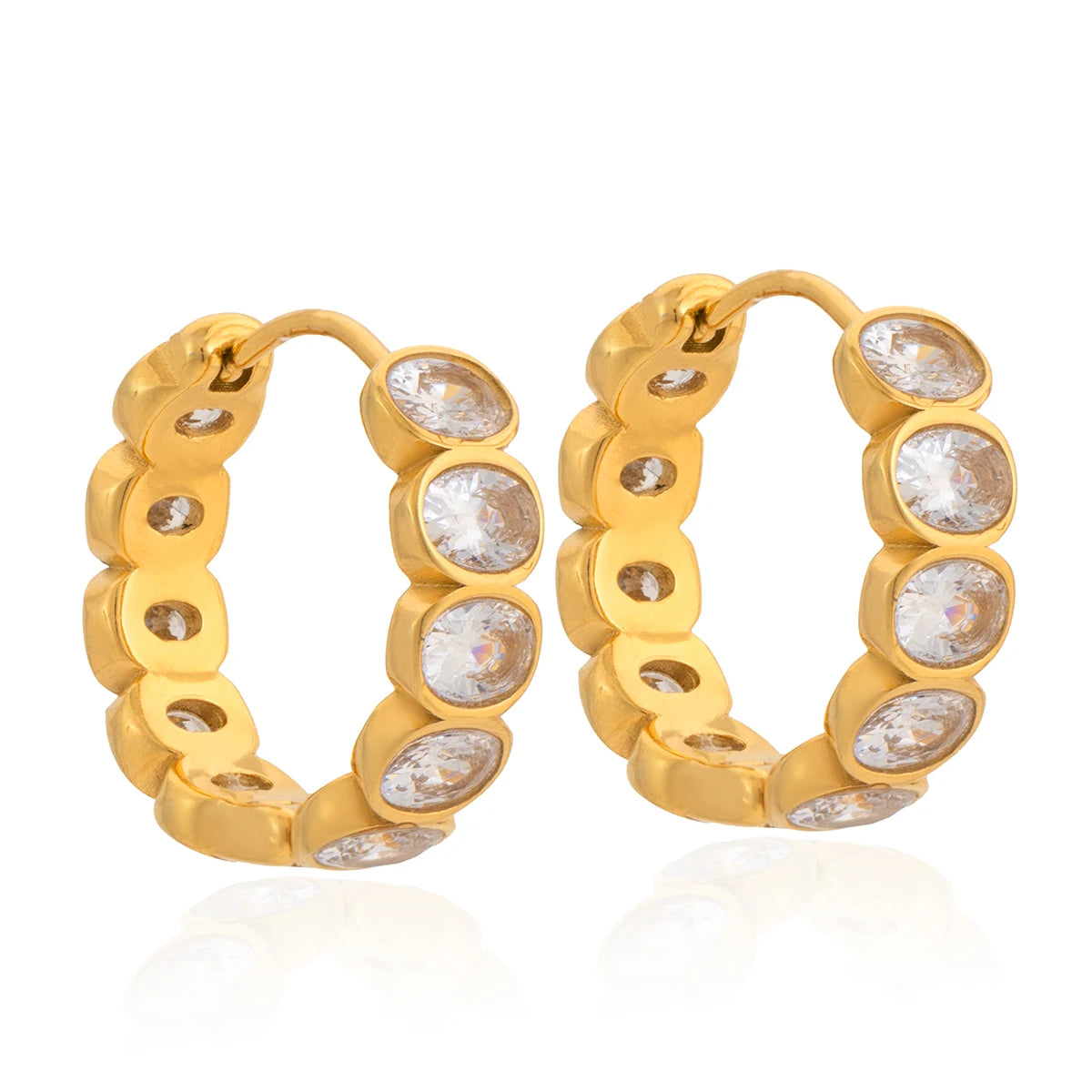 Kika Simple Classic Round White Zircon U-shape Hoop Earrings