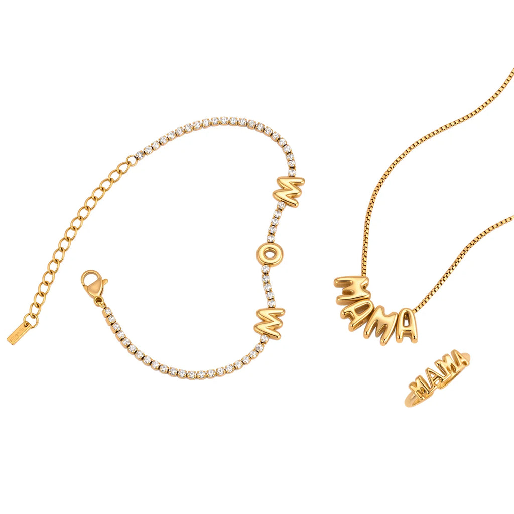 Kika Delicate Gold Color Bubble Letter Mama Mother'S Day Necklace ñ