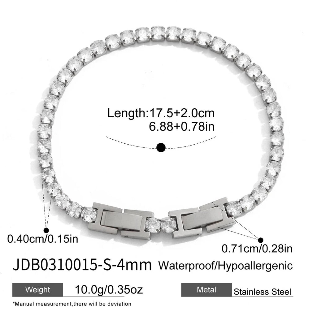 Classic White Round Zircon Tennis Ball Chain Bracelet