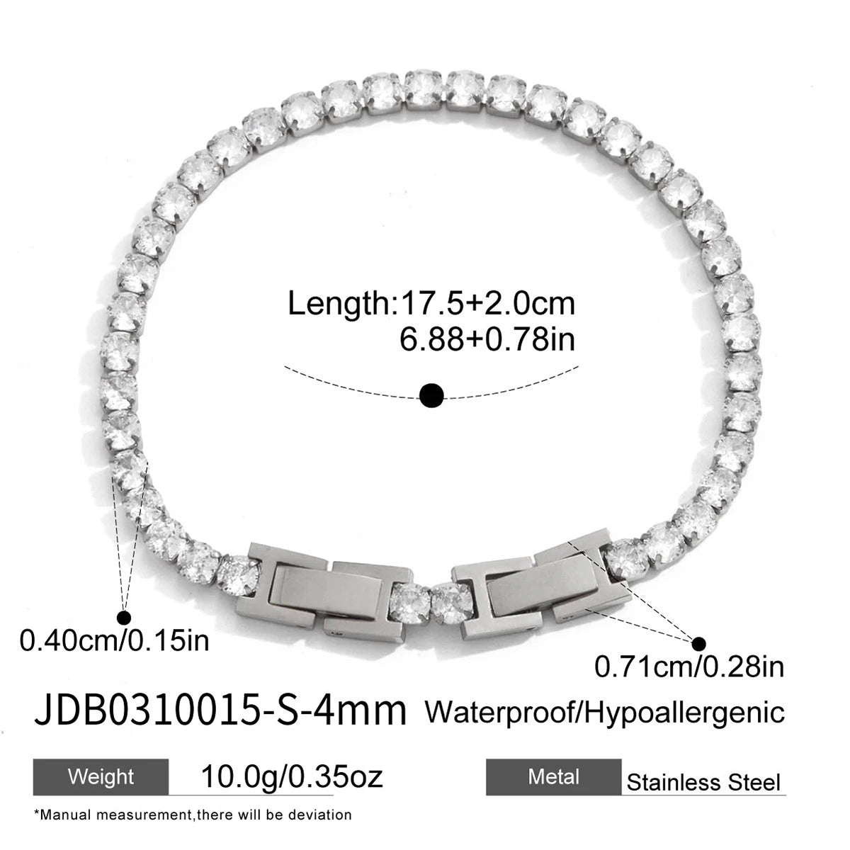 Classic White Round Zircon Tennis Ball Chain Bracelet