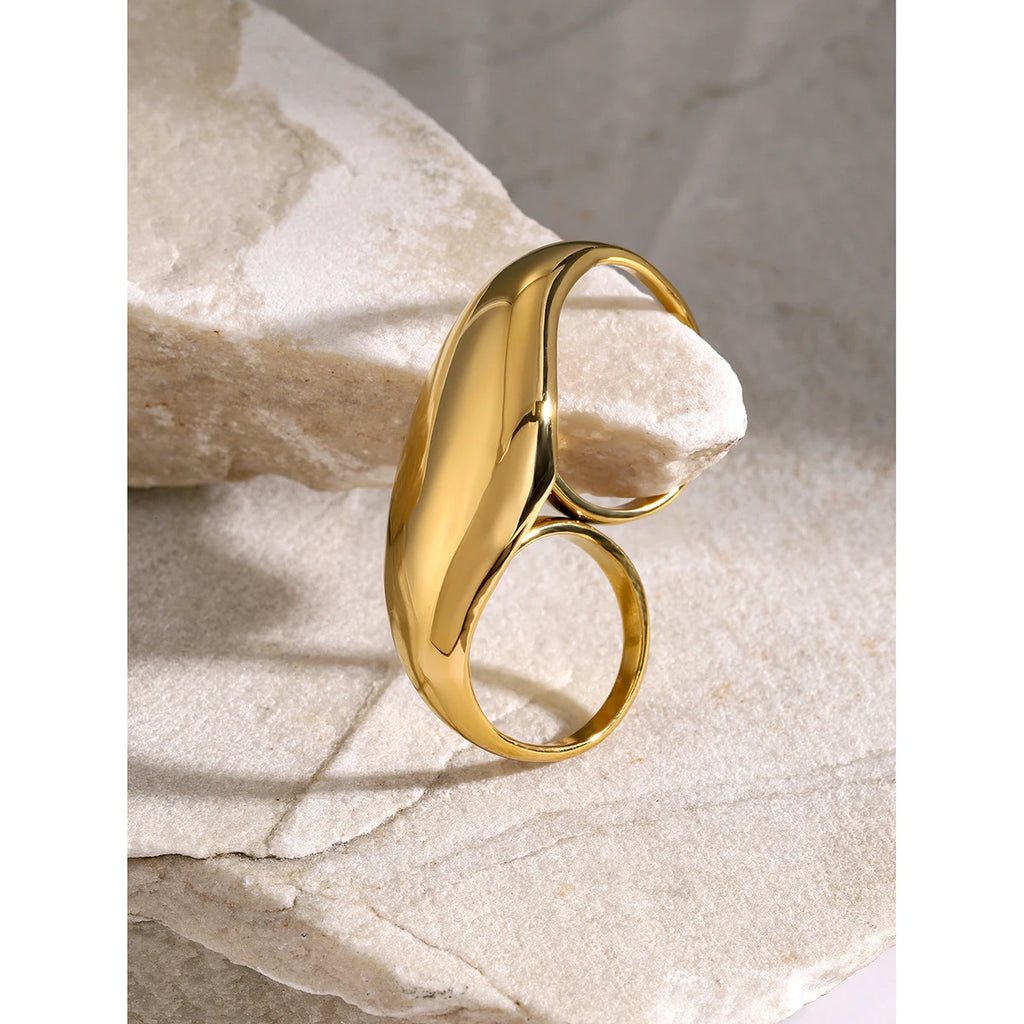 KIKA Trend Stainless Steel Double Ring Double Finger For Women Man Simple Titanium Simple Temperament Creative Party Jewelry