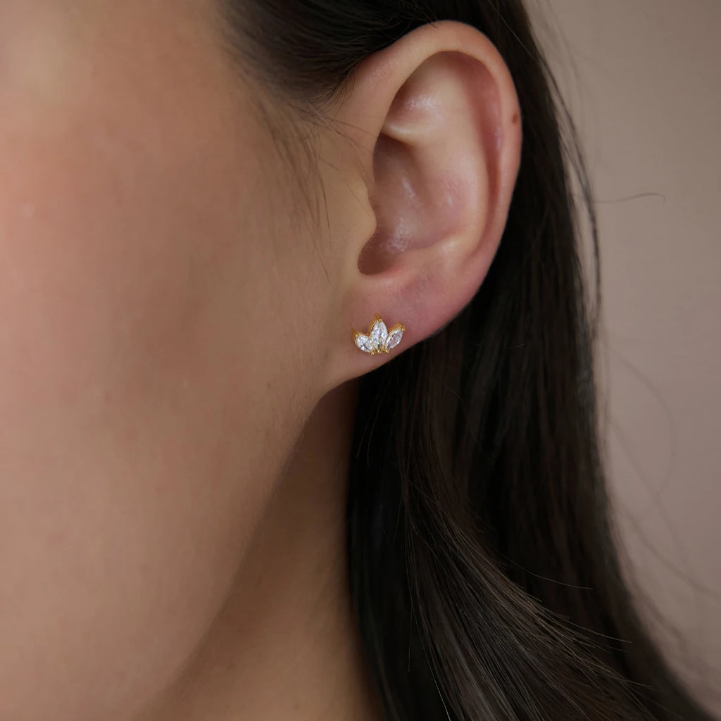 KIKA Classic Geometric Zircon Stud Earrings For Women 18K Gold PVD Plated Stainless Steel Sleeping Earrings Fashion Jewelry
