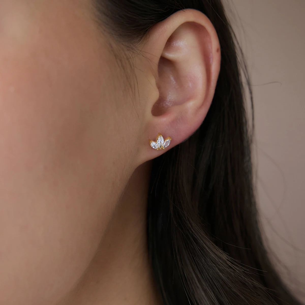 KIKA Classic Geometric Zircon Stud Earrings For Women 18K Gold PVD Plated Stainless Steel Sleeping Earrings Fashion Jewelry