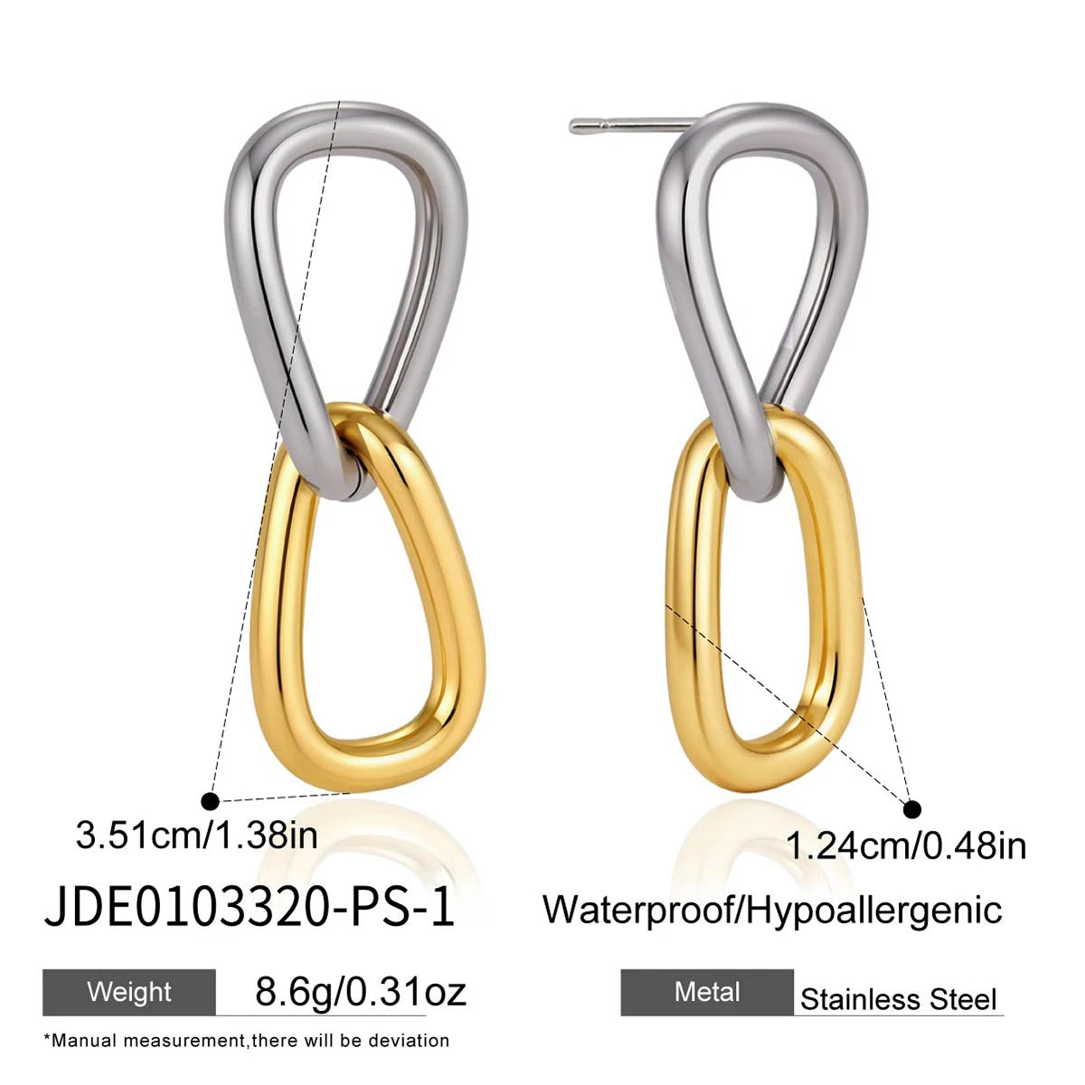 KIKA Classic Geometric Drop Earrings PVD Plated Stainless Steel 316L