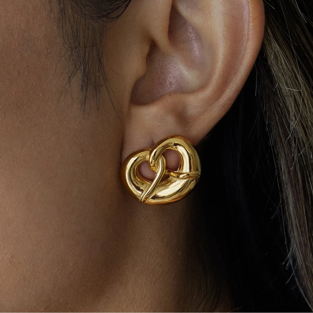 Large Pretzel Heart-Shape Earrings