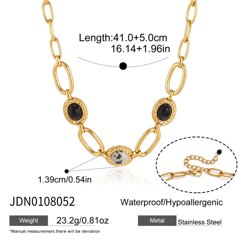 KIKA Mixed Color Natural Stone Necklace For Women Minimalist 18K Gold PVD Plated Stainless Steel Necklace Fashion Jewelry Gift