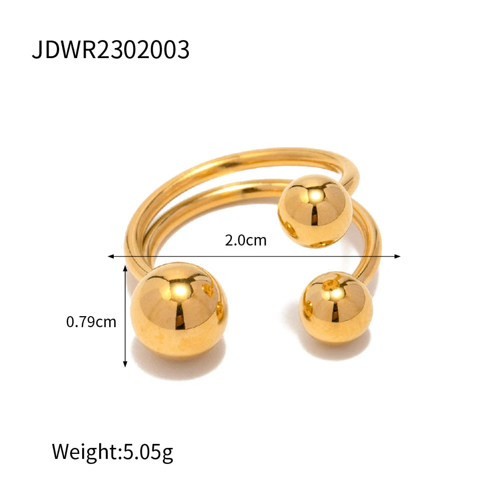 Kika Stainless Steel Round Ring Statement Golden Metal Gold Plated Ring for Women Minimalist Jewelry bague acier inoxydable Gi