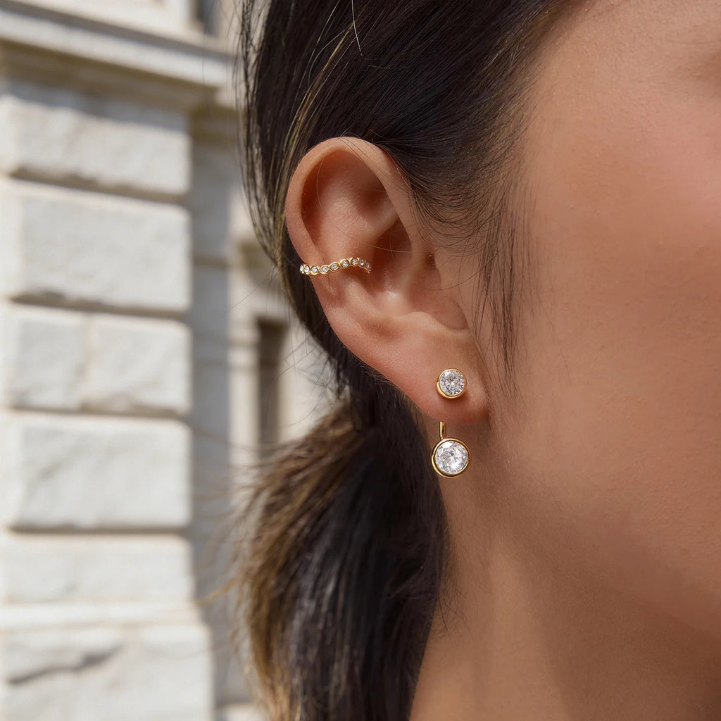 KIKA Delicate Crystal Non-piercing Ear Clips Minimalist 18K Gold PVD Plated Stainless Steel 316L