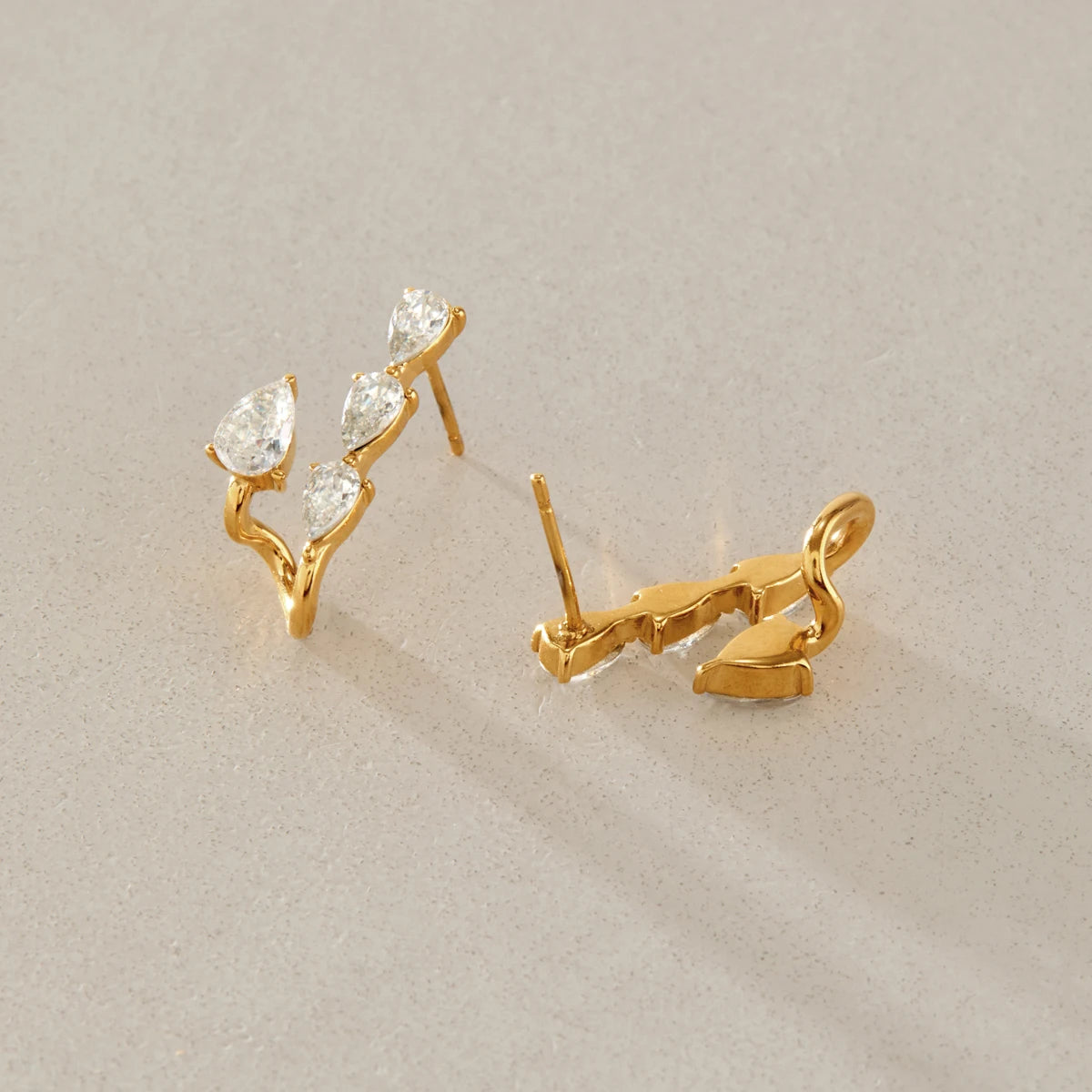 KIKA Classic Water Drop Zircon Earrings For Women Minimalist 18K Gold PVD Plated Stainless Steel Stud Earrings Fashion Jewelry