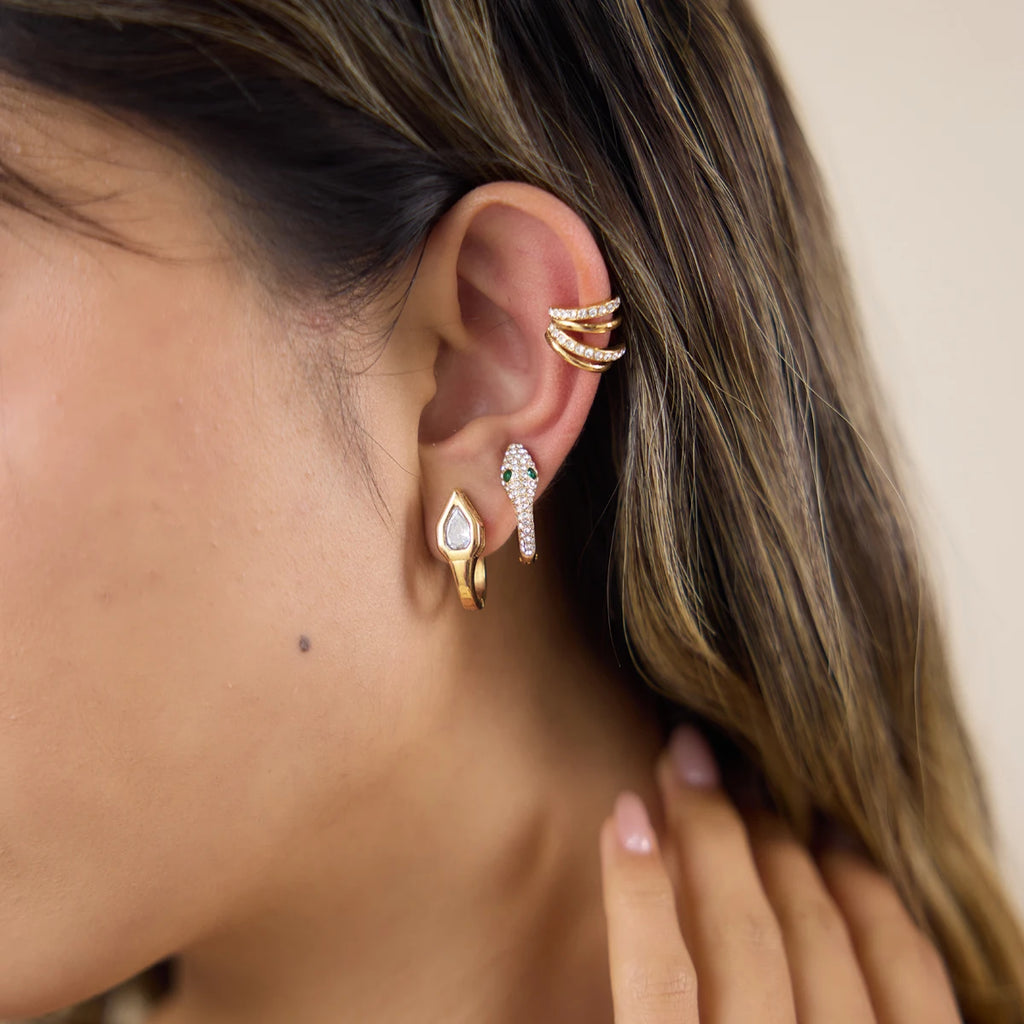 KIKA Classic Snake Shaped U-Shaped Ear Clip Earrings  PVD Gold Plated Stainless Steel316L