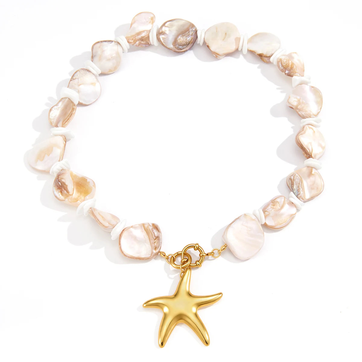 Kika Classic Starfish Pendant Glass Pearl Artificial  Shell Necklace