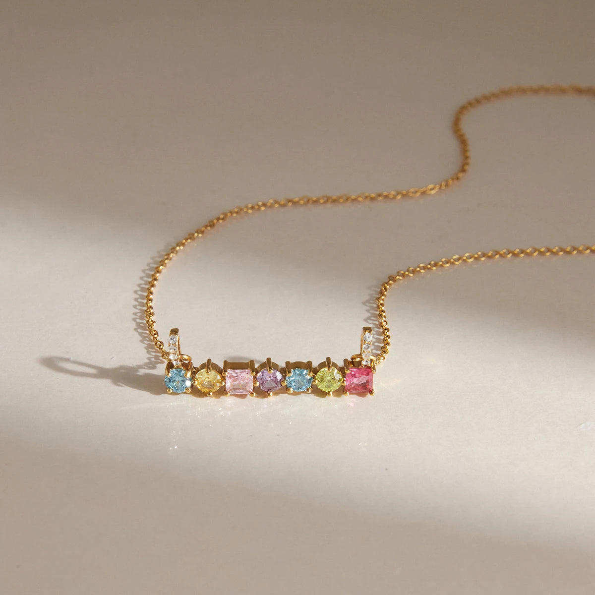KIKA Multicolor Geometric Zircon Pendant Necklace  PVD Plated Stainless Steel Necklace 316L