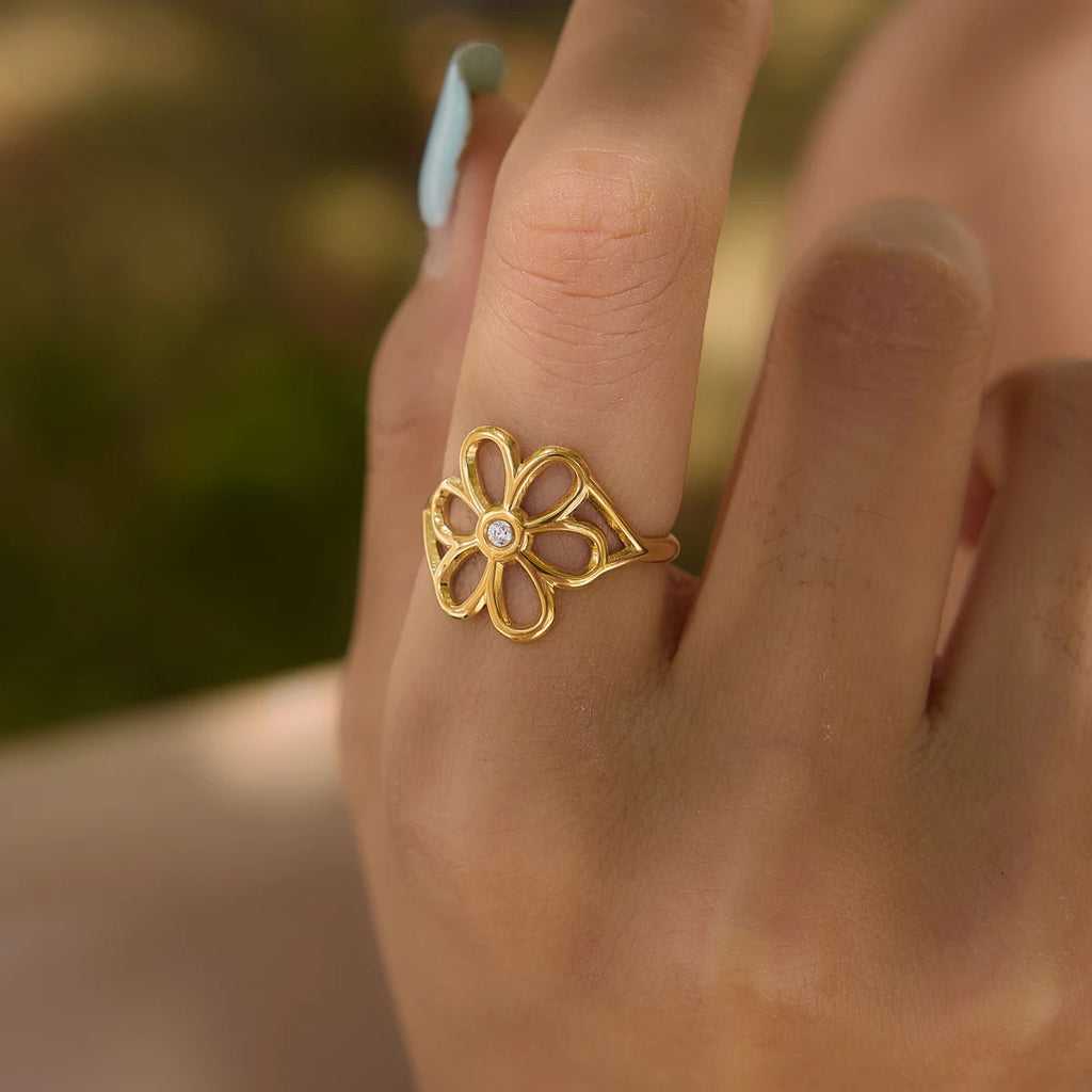 Kika Lovely Hollow Flower Open Rings