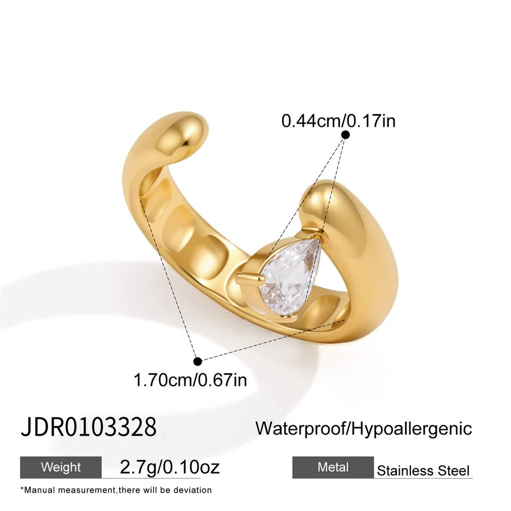 kika Classic Water Drop Zircon Open Rings
