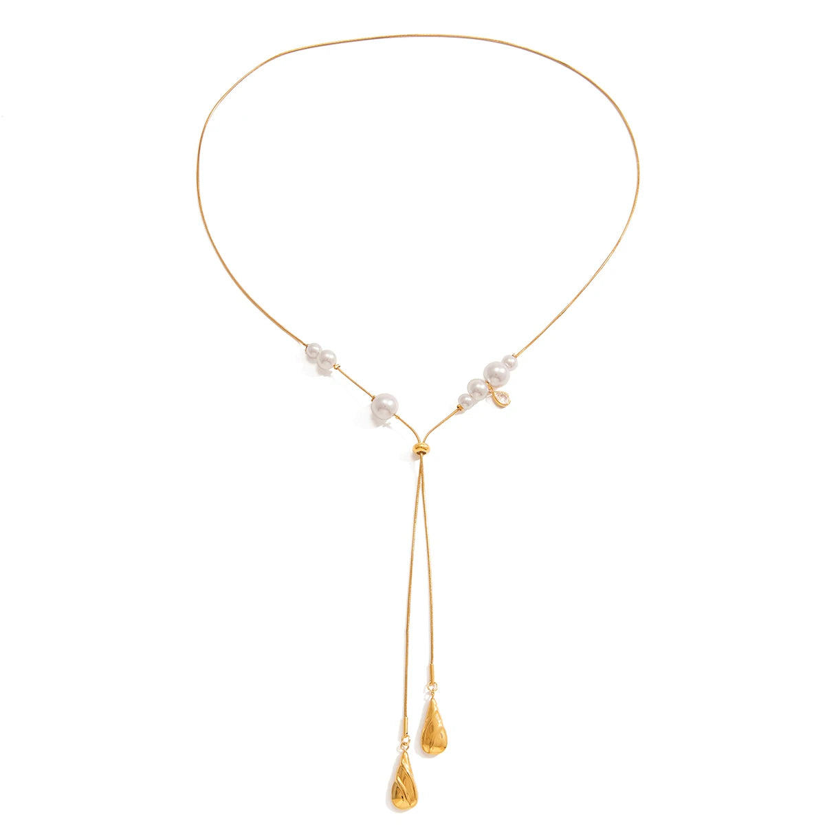 Water Droplet Pendant With Adjustable Y-Shaped Chain Tassel Necklace