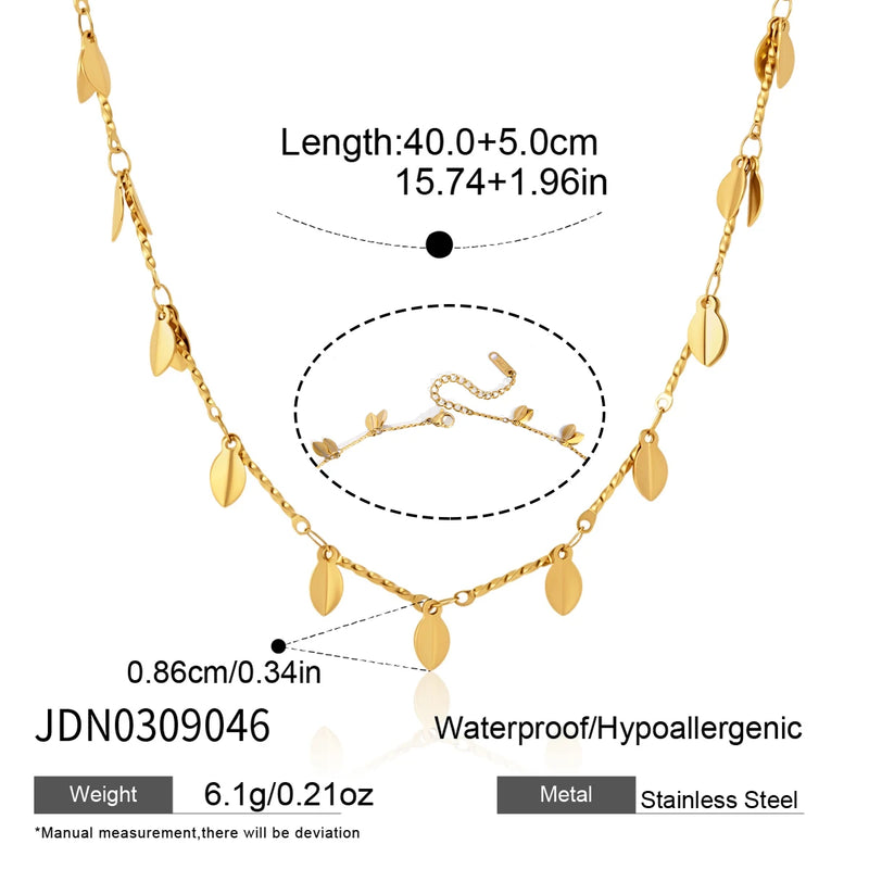 KIKA Classic Leaf Pendant Necklace For Women Waterproof 18K Gold PVD Plated Stainless Steel Neckace Fashion Jewelry Gift