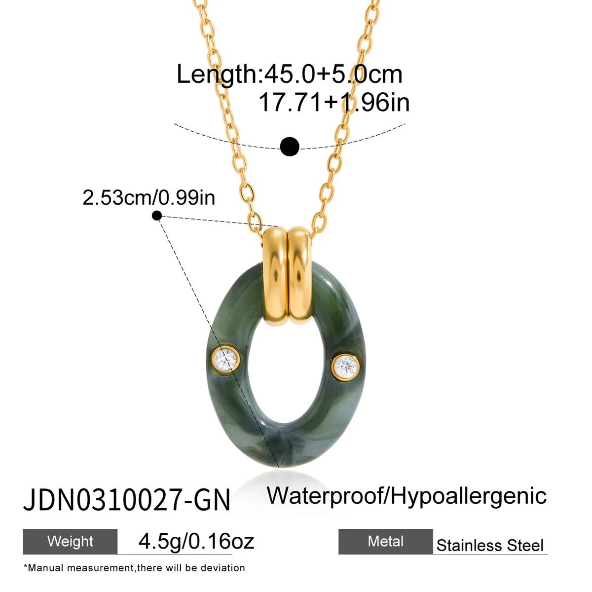 Vintage Resin Pendant Multi-Link Necklace