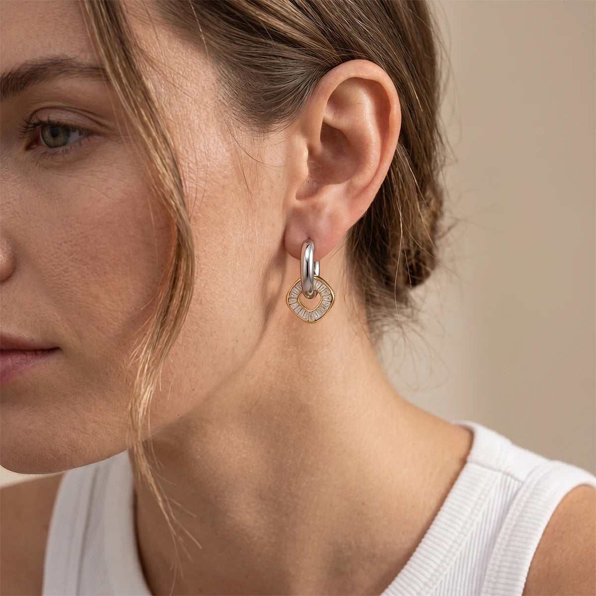 KIKA Delicate Full Crystal Drop Earrings PVD Plated Stainless Steel 316L