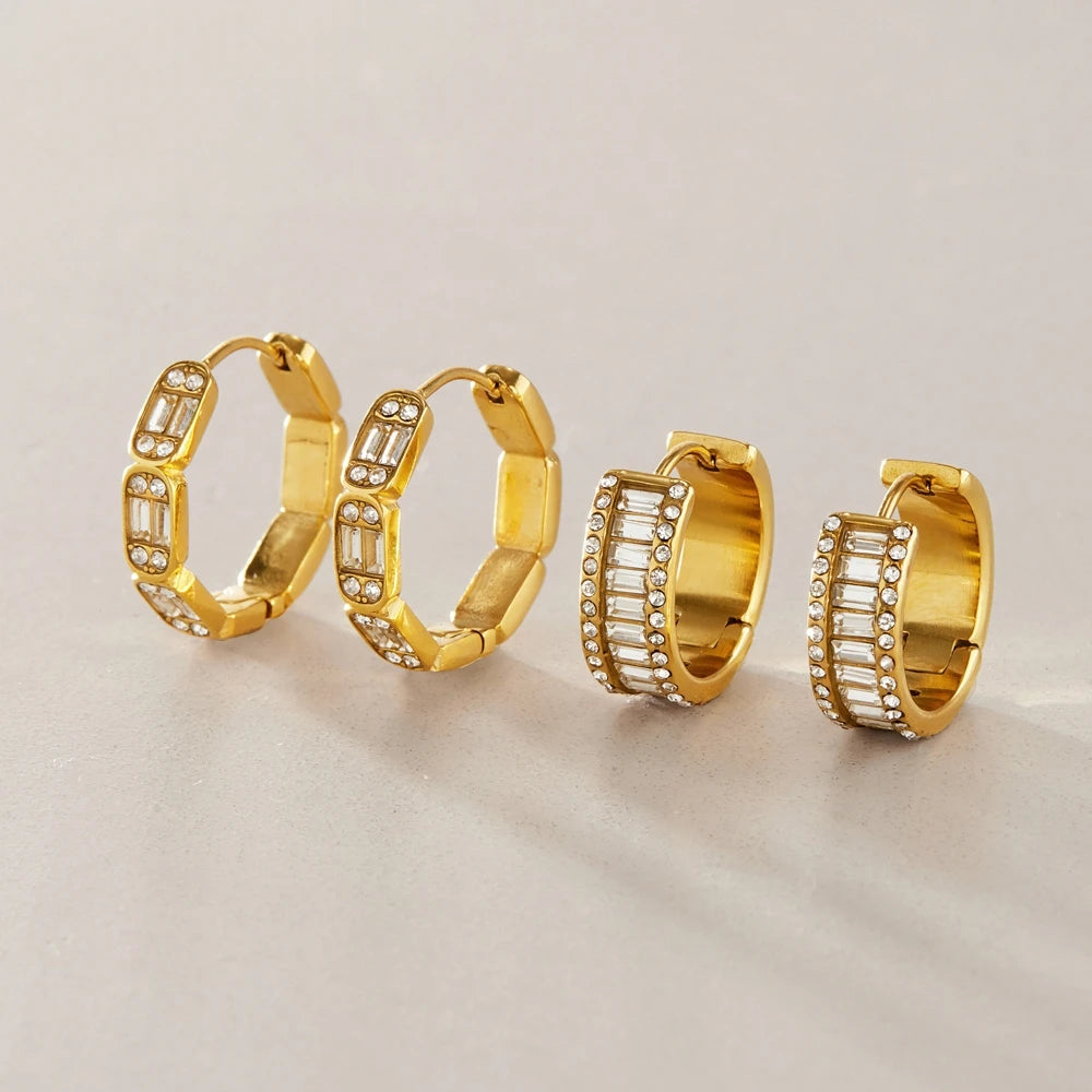 Kika Classic Iced Out Crystal Clip Earrings 18K Gold PVD Plated Stainless Steel 316L
