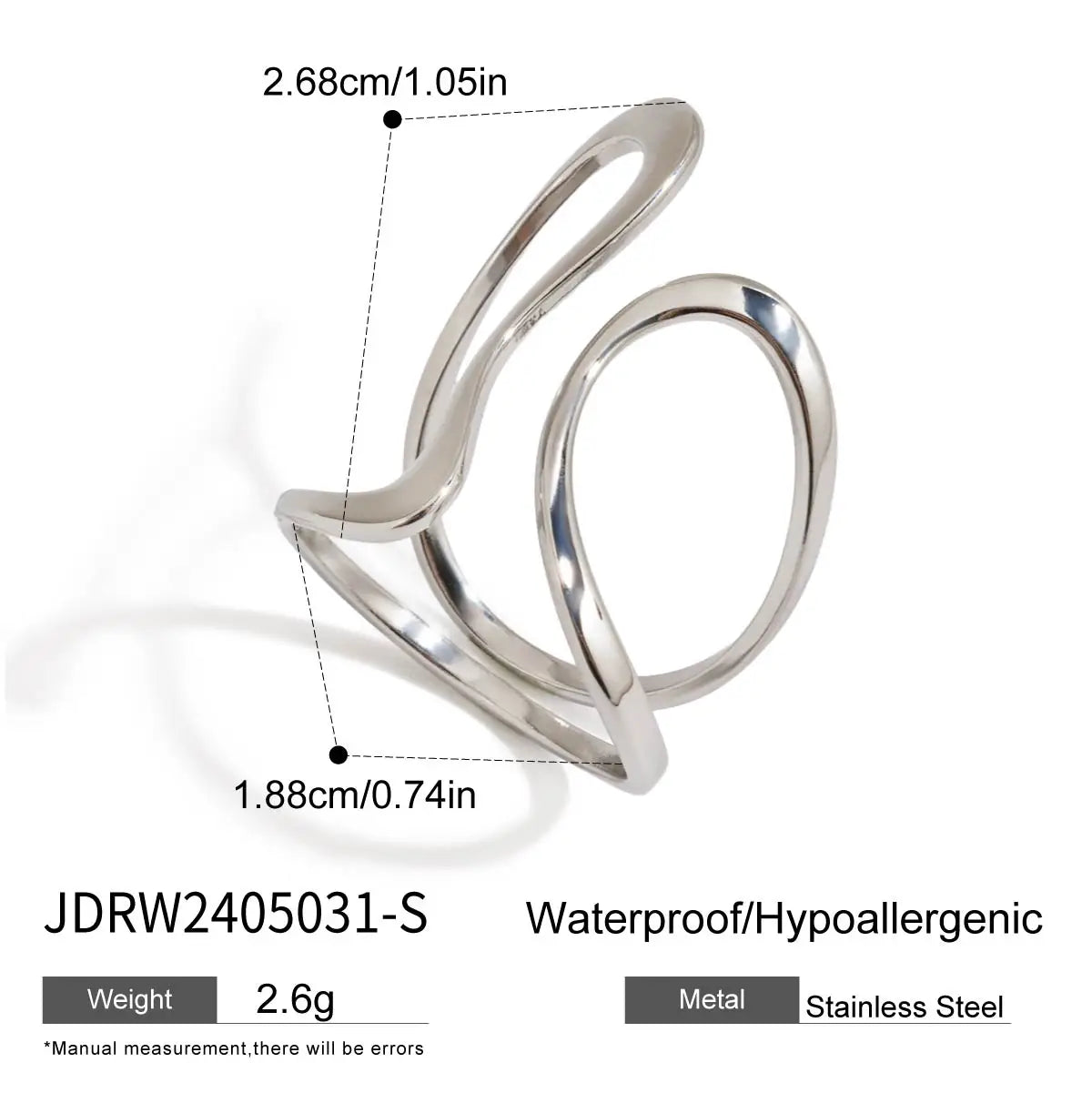 Smooth Line Irregular Ring Adjustable and Stackable