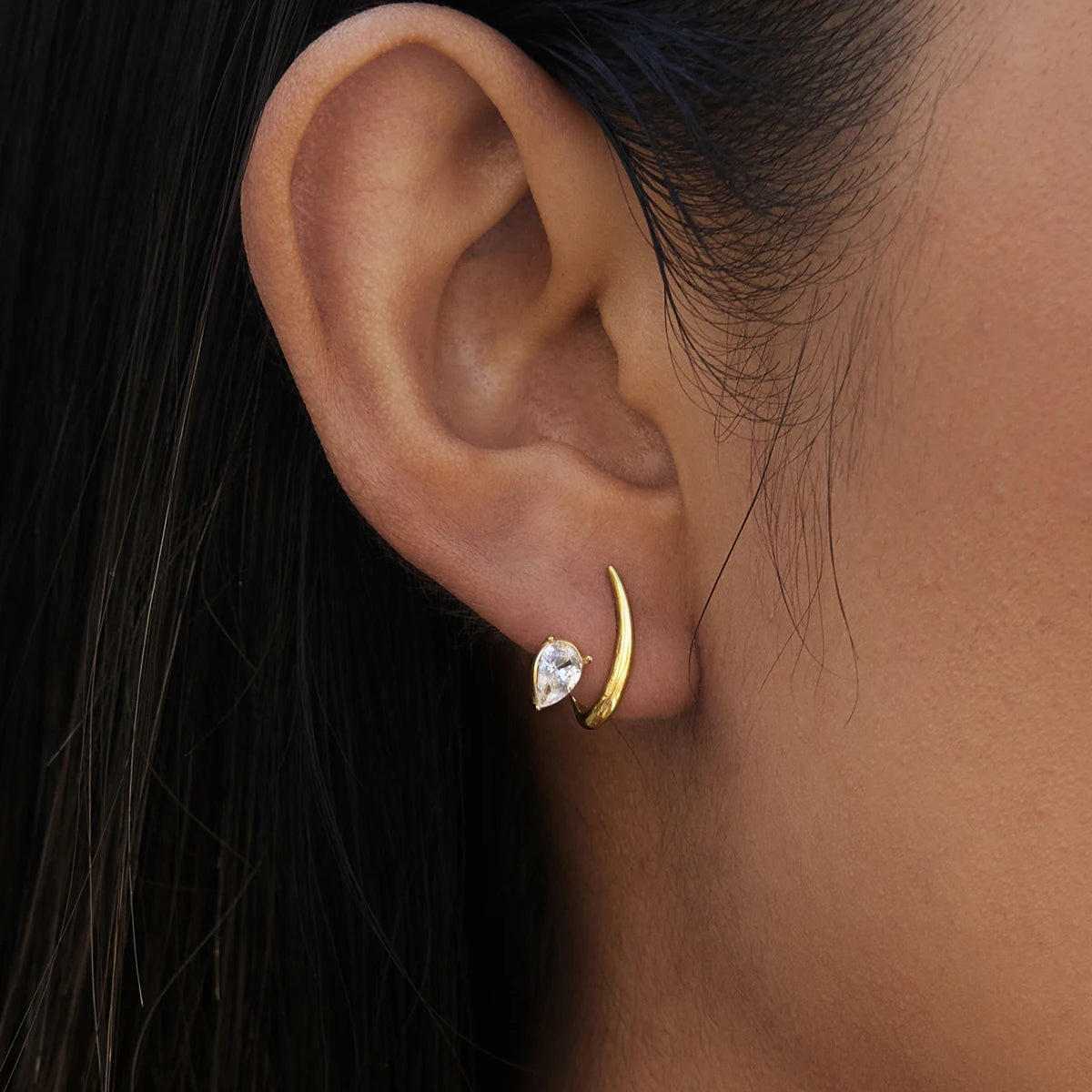 KIKA Delicate Water Drop Zircon Geometric Stud Earrings For Women 18K Gold PVD Plated Stainless Steel 316L Earrings Fashion Jewelry