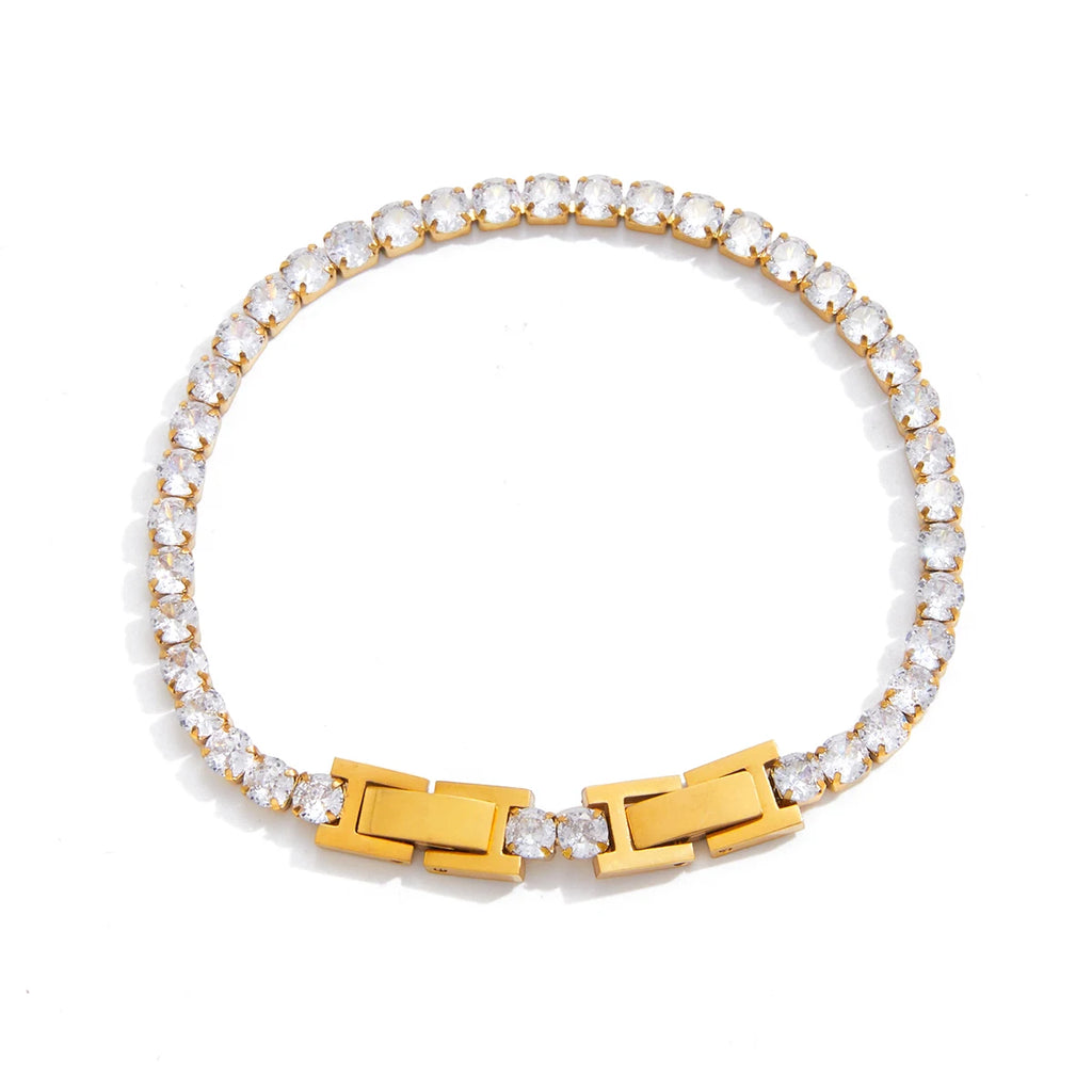 Classic White Round Zircon Tennis Ball Chain Bracelet