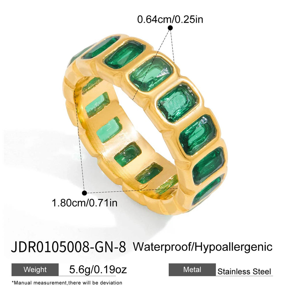 Kika Sparkling Pink Green Zircon Stacked Ring