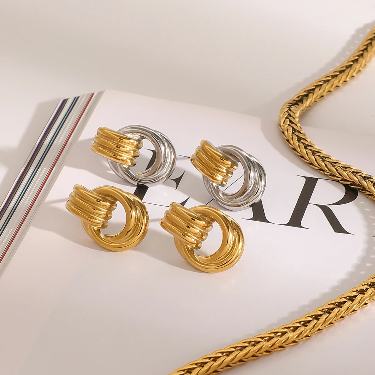 Mini Double Hoop Stud Earrings by Caitlyn