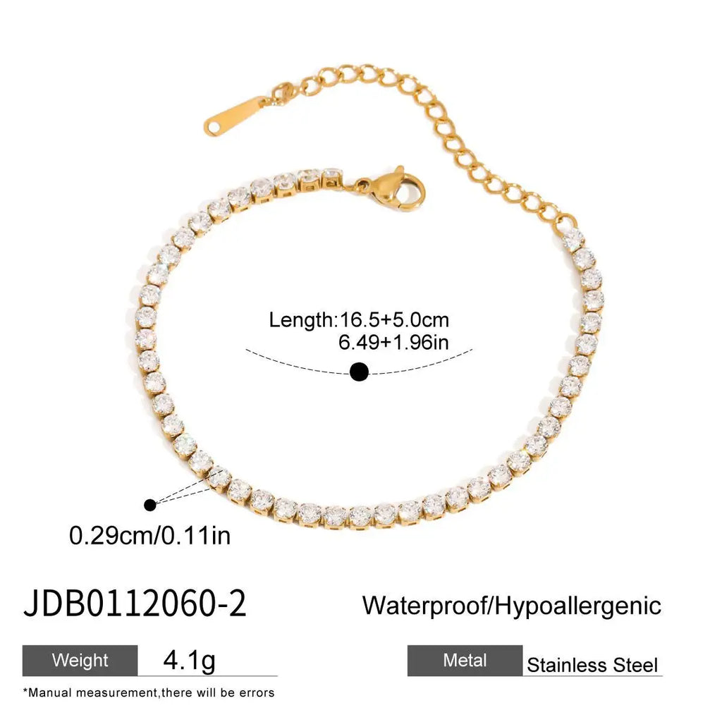 KIKA Delicate Geometric Zircon Bracelet  18K Gold PVD Plated Stainless Steel 316L