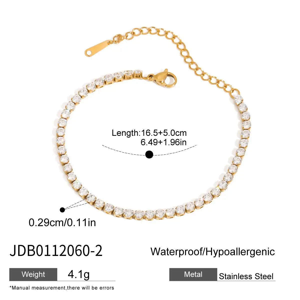 KIKA Delicate Geometric Zircon Bracelet  18K Gold PVD Plated Stainless Steel 316L