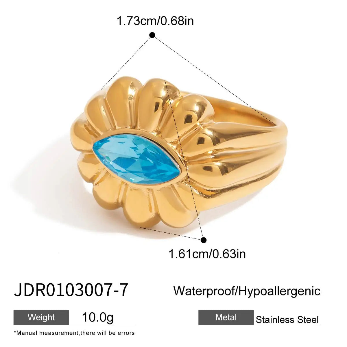 Y2k Blue Rhinestone Ring