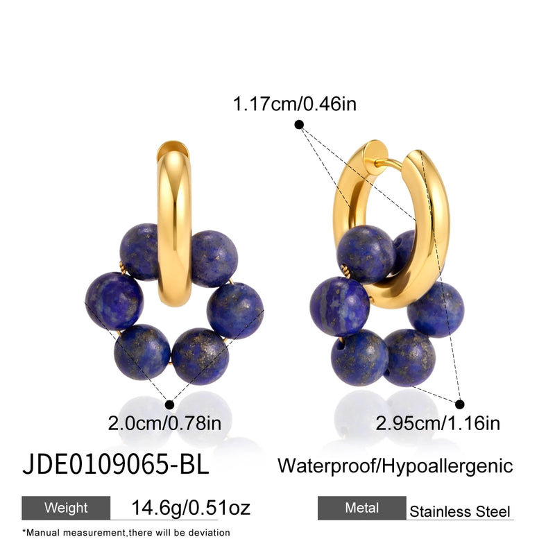 KIKA Vintage Natural Stone Earrings For Women Minimalist 18K Gold PVD Plated Stainless Steel Earrings Fashion Jewelry Gift