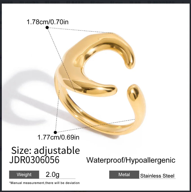 Kika Classic Unique Sun Shaped Hollow Ring Gold Color Stainless Steel