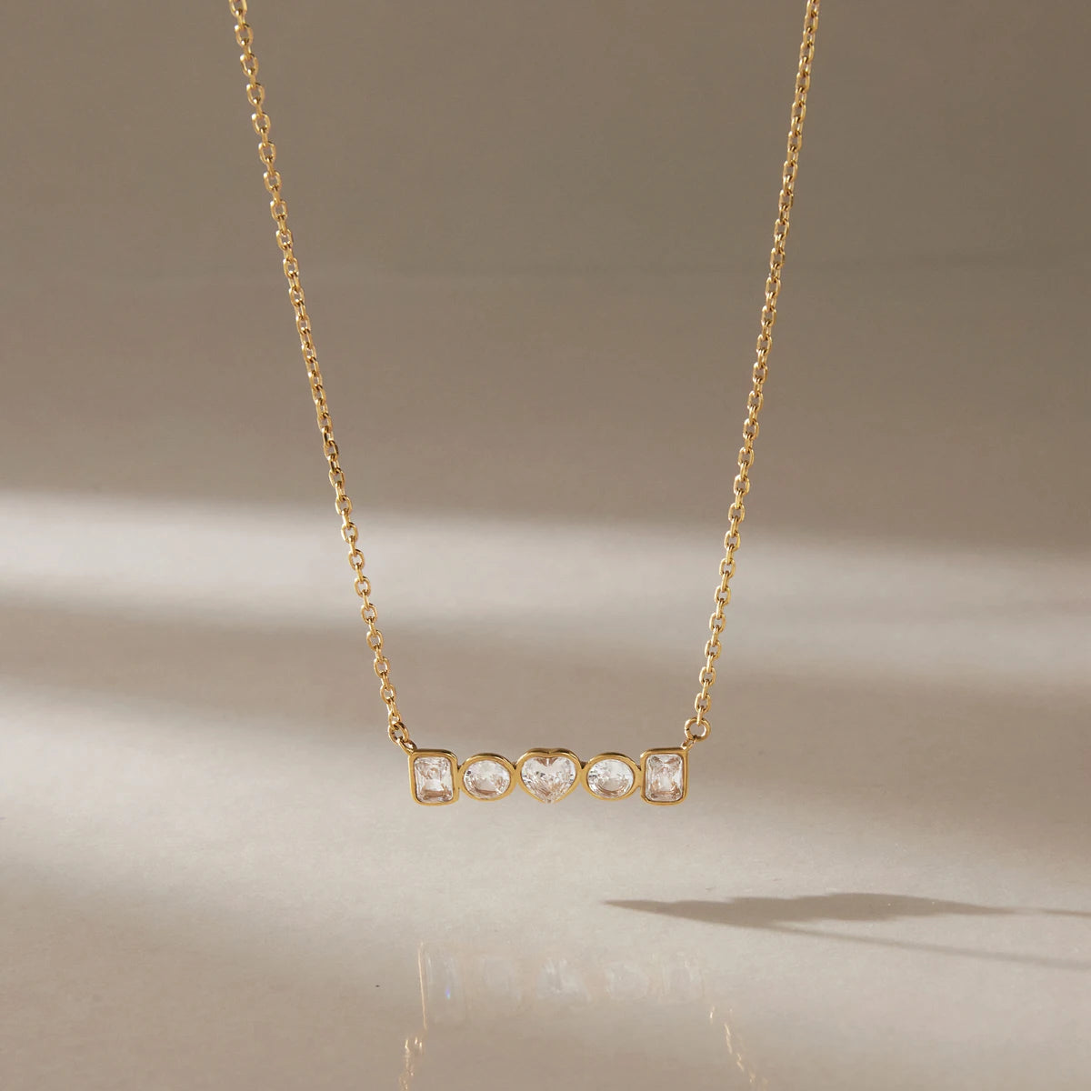 KIKA  Elegant Geometric Zircon Pendant Necklace Stainless Steel 316L