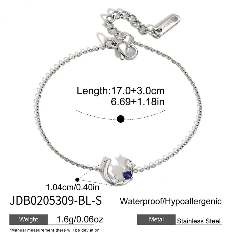 KIKA Delicate Zircon Horseshoe Charm Bracelet For Women Minimalist 18K Gold Plated Stainless Steel Bracelet Fashion Jewelry