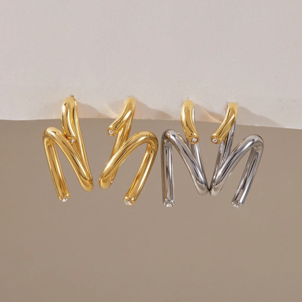 KIKA Detachable Geometric Stud Earrings 18K Gold PVD Plated Stainless Steel 316L