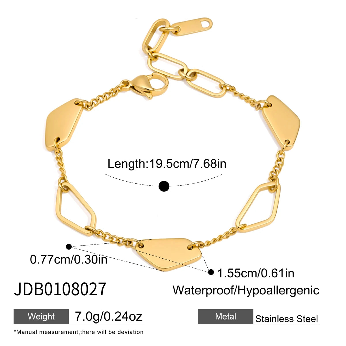 KIKA Classic Geometric Bracelet For Women Minimalist 18K Gold PVD Plated Stainless Steel Bracelet Fashion Jewelry Gift