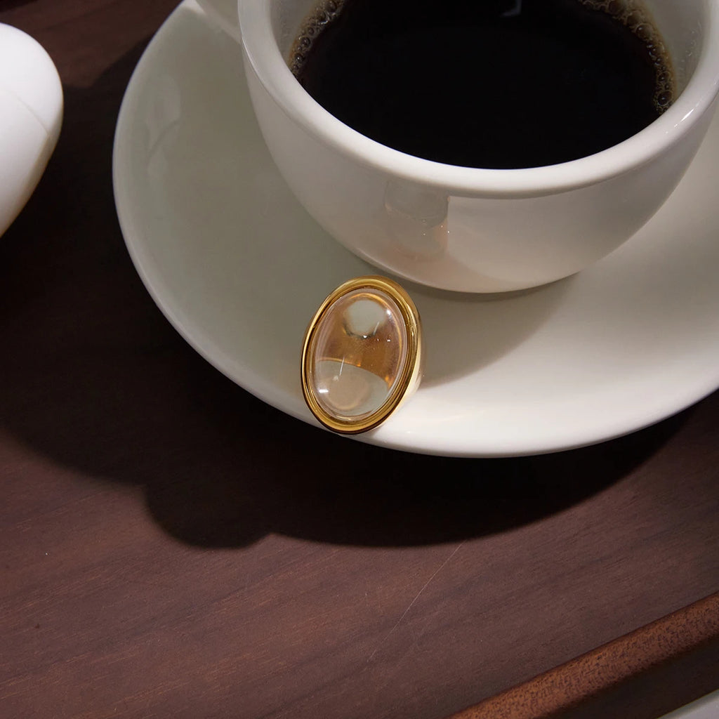 Classic Egg-Shaped Transparent Resin Ring