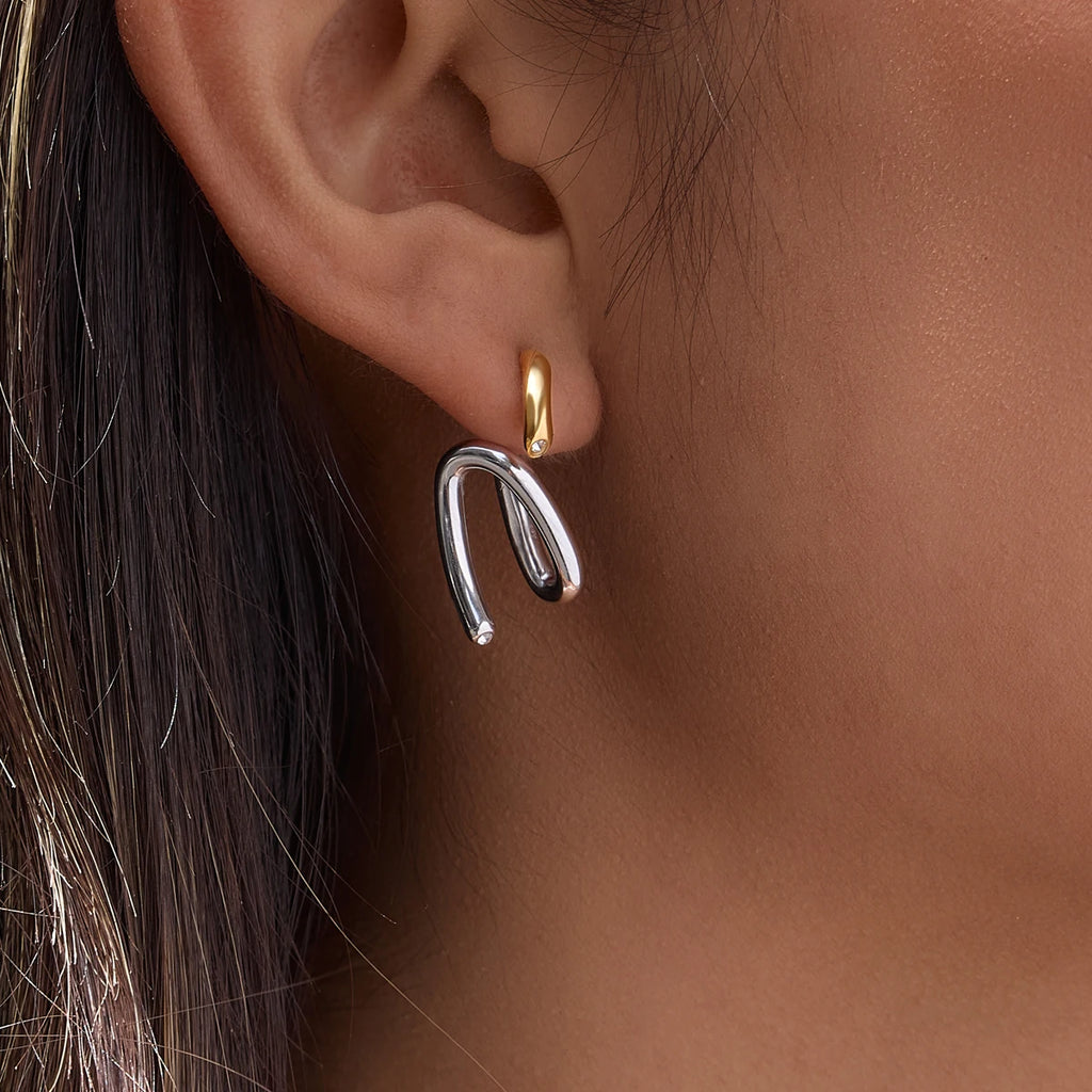 KIKA Detachable Geometric Stud Earrings 18K Gold PVD Plated Stainless Steel 316L