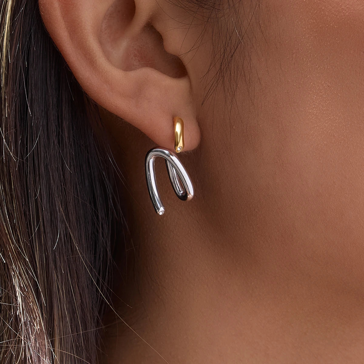 KIKA Detachable Geometric Stud Earrings 18K Gold PVD Plated Stainless Steel 316L