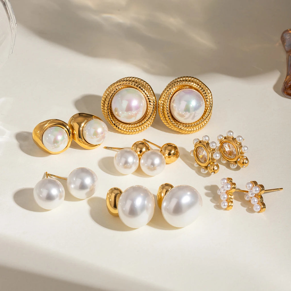 KIKA High Quality Imitation Pearls Drop Stainless Steel 316L Golden