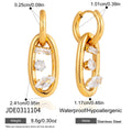 KIKA Classic 18K PVD Plated Gold Color Stainless Steel 316L Geometric Double Ring Earrings With White Zircon Women Waterproof Jewelry