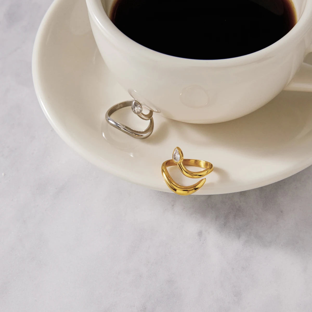 Kika Delicate steel color Snake Shape Double Layered Open Ring