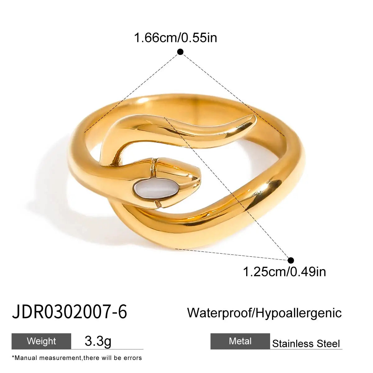 KIKA Minimalist Two Tone Serpentine Ring Stainless Steel 316Le